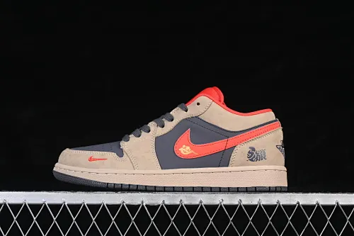 All categories Air Jordan Jordan series basketball shoes Air Jordan 1 Low High-end customized low-top sneakers Air Jordan 1 Low AJ1 Joe 1 Year of the Horse limited edition Mocha brown red hook High-end customized low-top retro basketball shoes QD1988-010